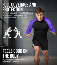 Men's Purple BJJ Rash Guard Long Sleeve