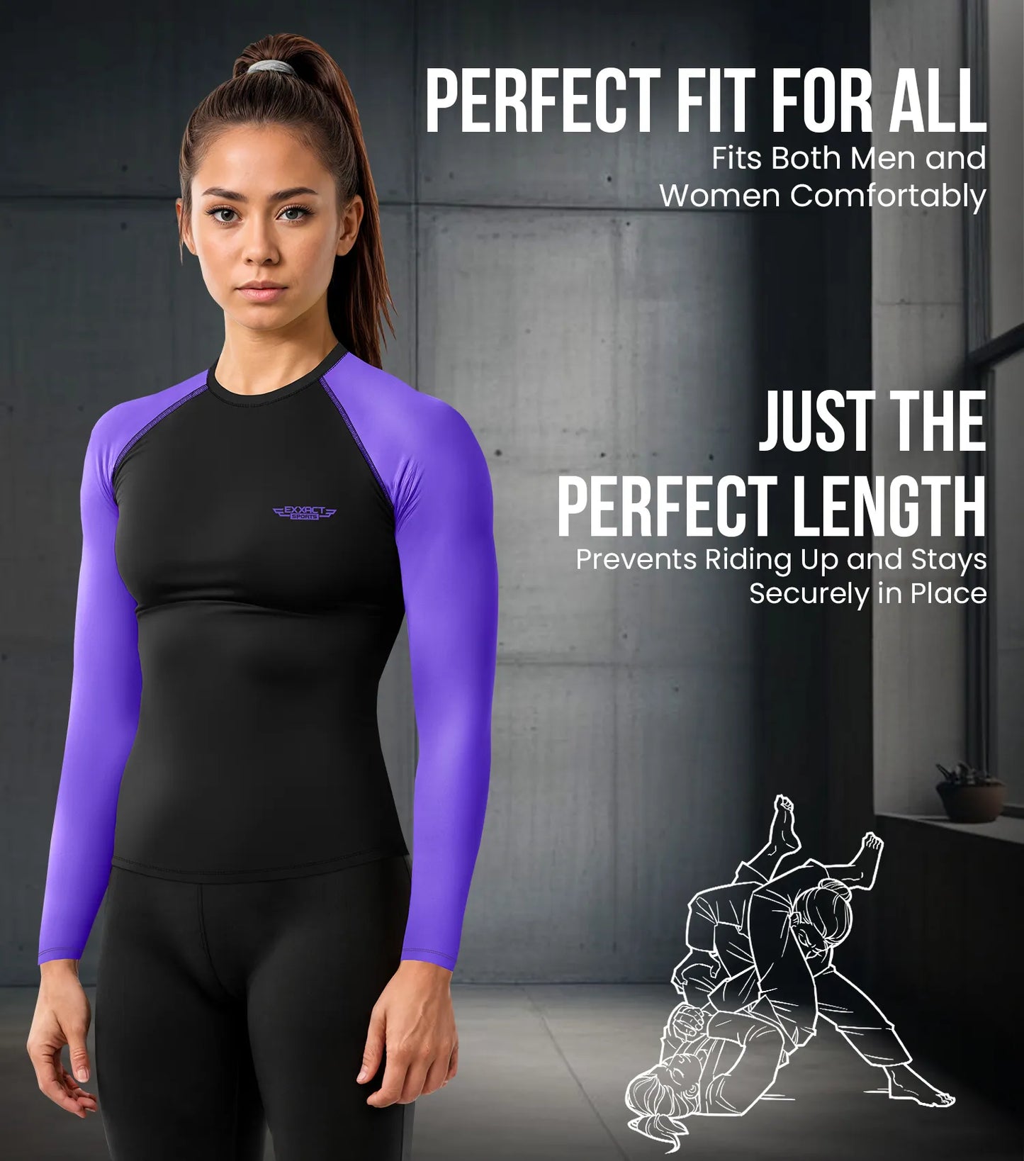 Men's Purple BJJ Rash Guard Long Sleeve