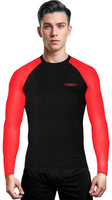 Men's Red BJJ Rash Guard Long Sleeve