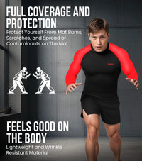 Men's Red BJJ Rash Guard Long Sleeve