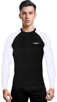 Men's White BJJ Rash Guard Long Sleeve