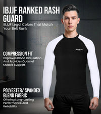 Men's White BJJ Rash Guard Long Sleeve