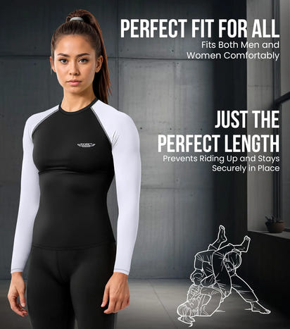 Men's White BJJ Rash Guard Long Sleeve