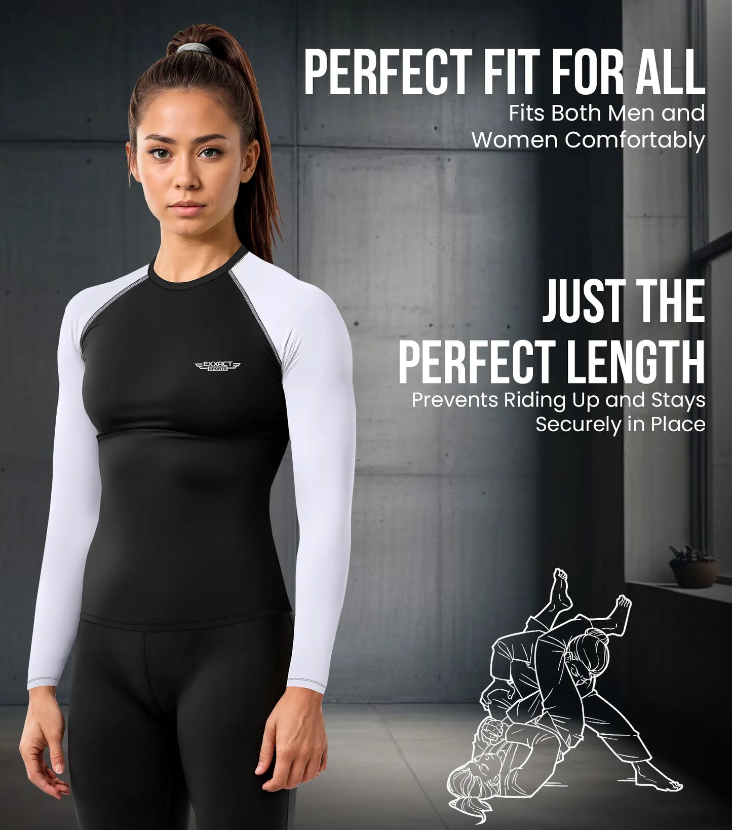 Men's White BJJ Rash Guard Long Sleeve