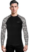 Men's Gray Camo BJJ Rash Guard Long Sleeve