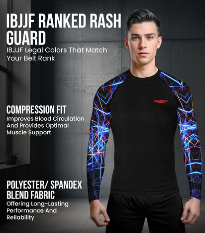 Men's Lazer BJJ Rash Guard Long Sleeve