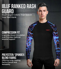Men's Lazer BJJ Rash Guard Long Sleeve