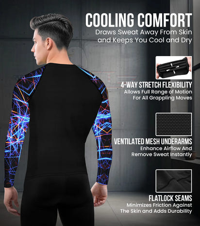 Men's Lazer BJJ Rash Guard Long Sleeve