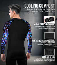 Men's Lazer BJJ Rash Guard Long Sleeve