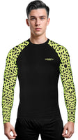Men's Neon Green Texture BJJ Rash Guard Long Sleeve