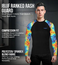 Men's Tie Dye BJJ Rash Guard Long Sleeve