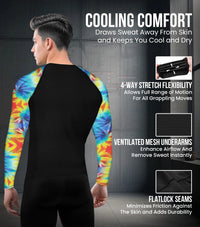 Men's Tie Dye BJJ Rash Guard Long Sleeve
