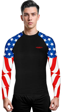 Men's Usa Flag BJJ Rash Guard Long Sleeve