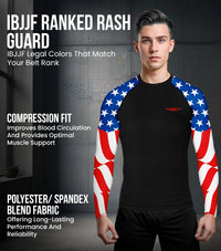 Men's Usa Flag BJJ Rash Guard Long Sleeve
