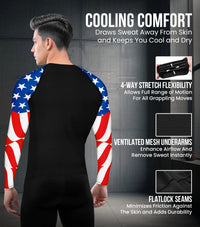 Men's Usa Flag BJJ Rash Guard Long Sleeve