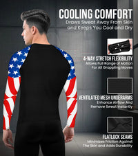 Men's Usa Flag BJJ Rash Guard Long Sleeve