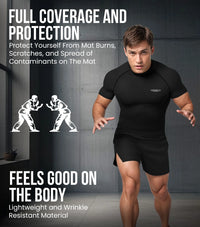 Men's Red Texture BJJ Rash Guard Short Sleeve