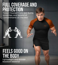 Men's Brown BJJ Rash Guard Short Sleeve