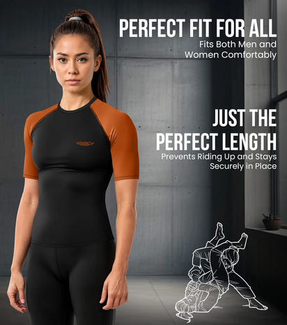 Men's Brown BJJ Rash Guard Short Sleeve