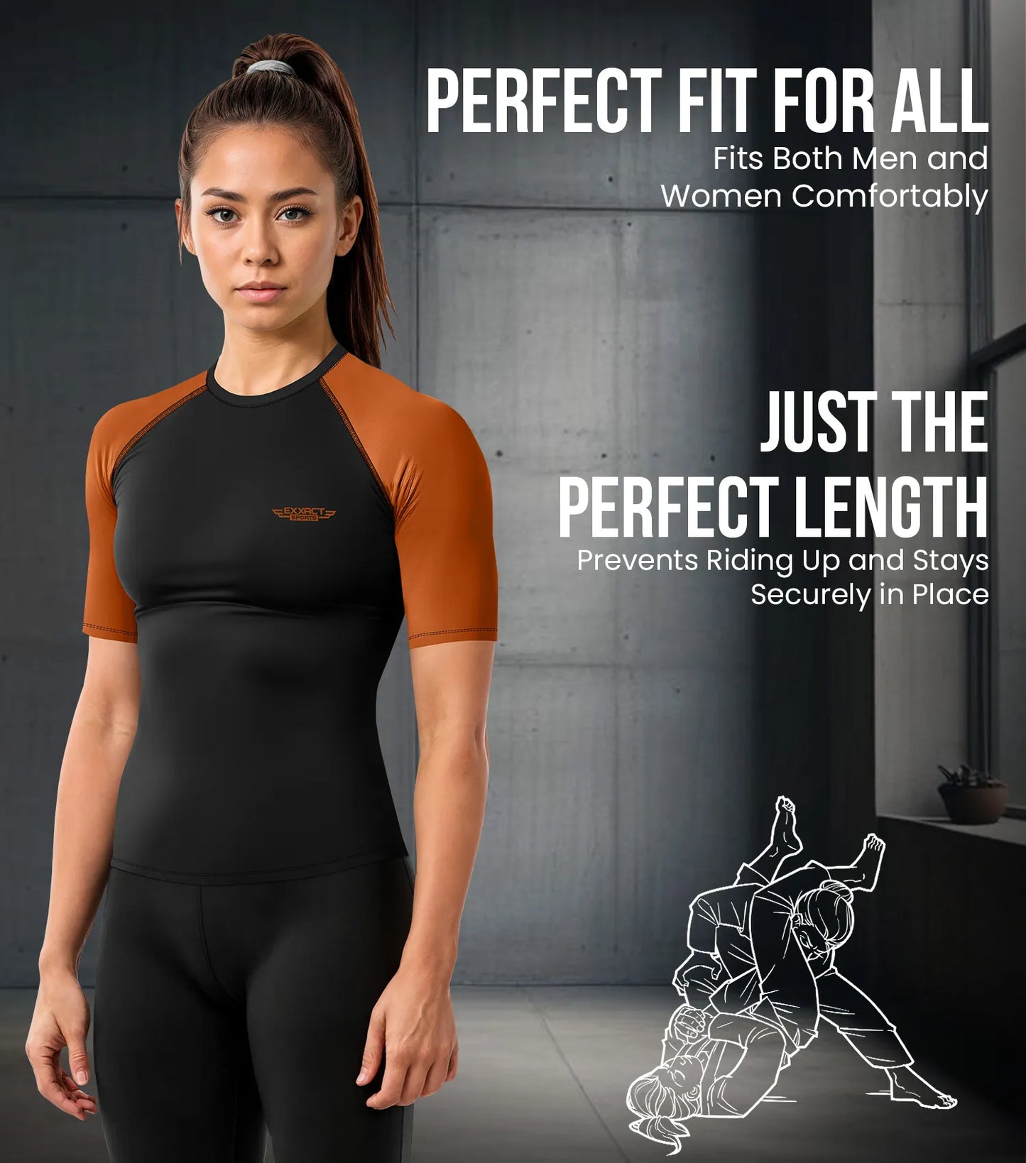 Men's Brown BJJ Rash Guard Short Sleeve