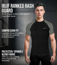 Men's Gray BJJ Rash Guard Short Sleeve