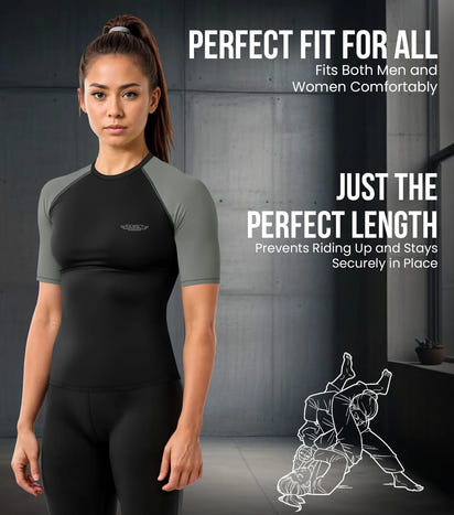 Men's Gray BJJ Rash Guard Short Sleeve