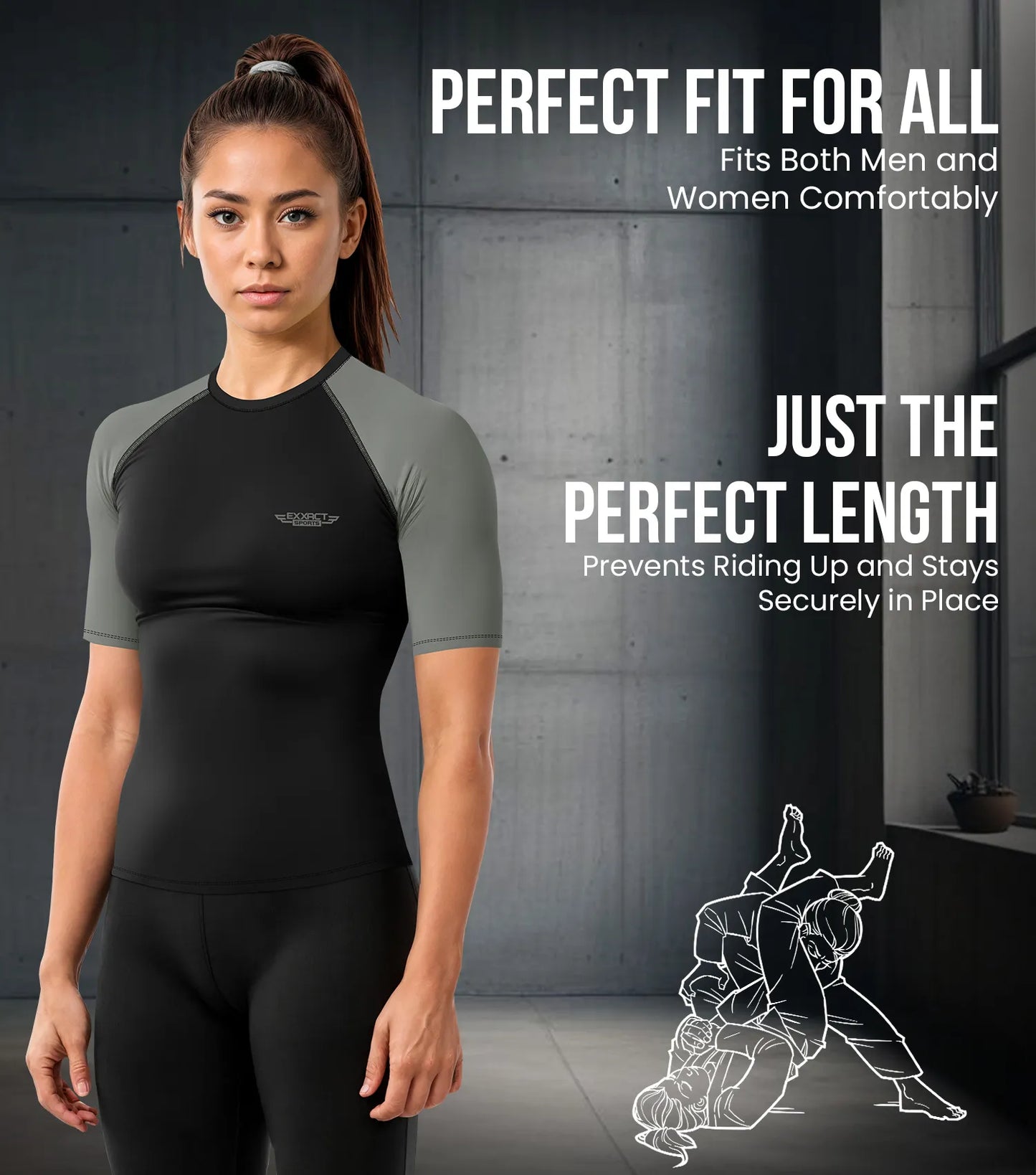 Men's Gray BJJ Rash Guard Short Sleeve