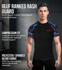 Men's Lazer BJJ Rash Guard Short Sleeve