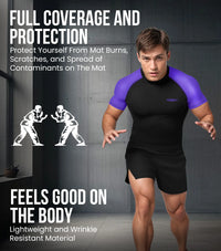 Men's Purple BJJ Rash Guard Short Sleeve