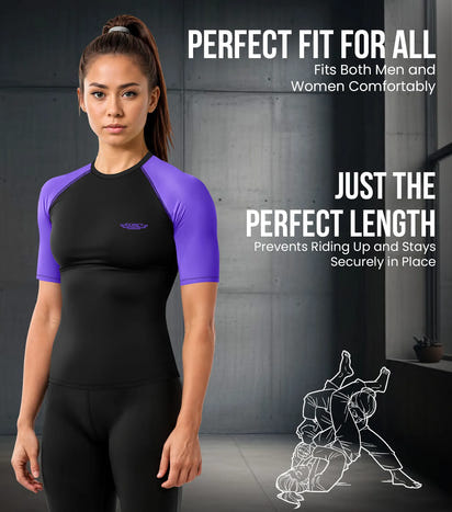 Men's Purple BJJ Rash Guard Short Sleeve