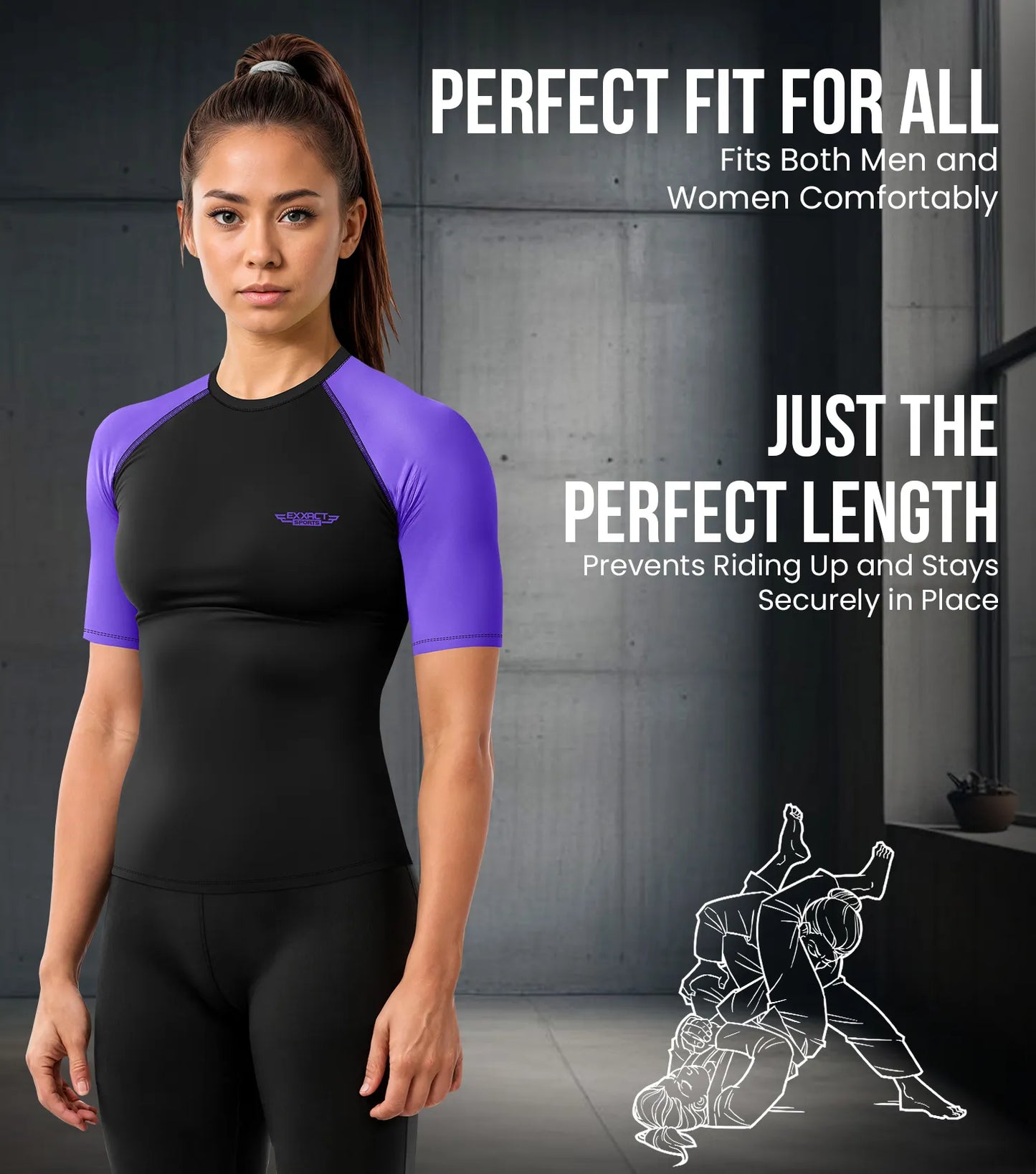 Men's Purple BJJ Rash Guard Short Sleeve