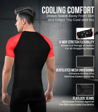 Men's Red BJJ Rash Guard Short Sleeve