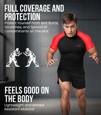 Men's Red BJJ Rash Guard Short Sleeve