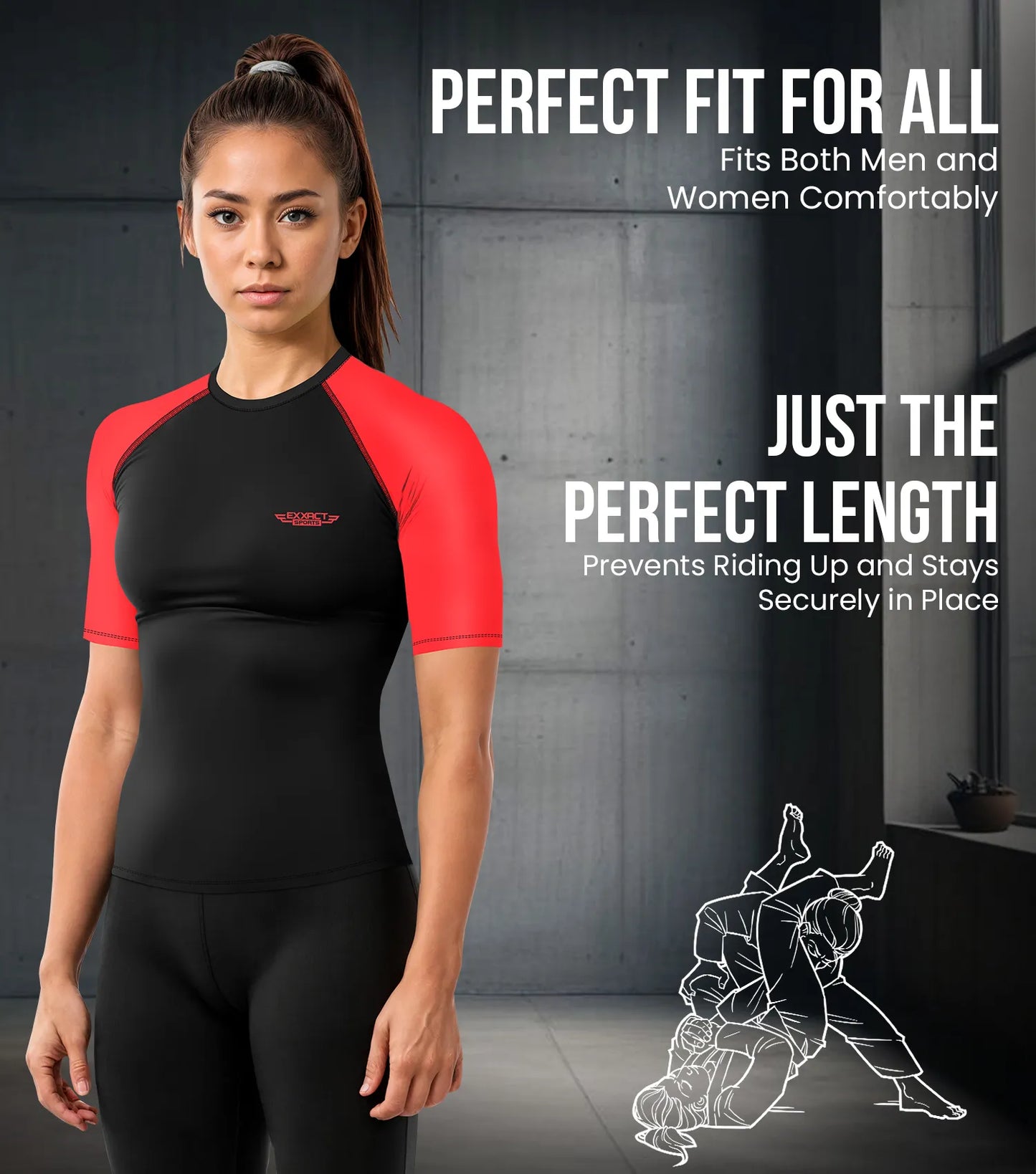 Men's Red BJJ Rash Guard Short Sleeve