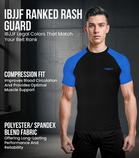 Men's Royal Blue BJJ Rash Guard Short Sleeve