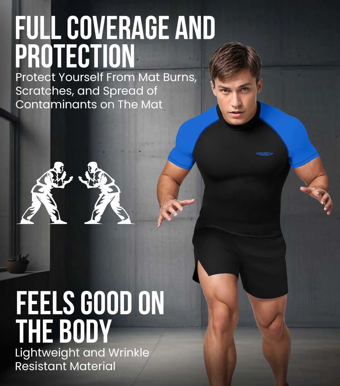 Men's Royal Blue BJJ Rash Guard Short Sleeve