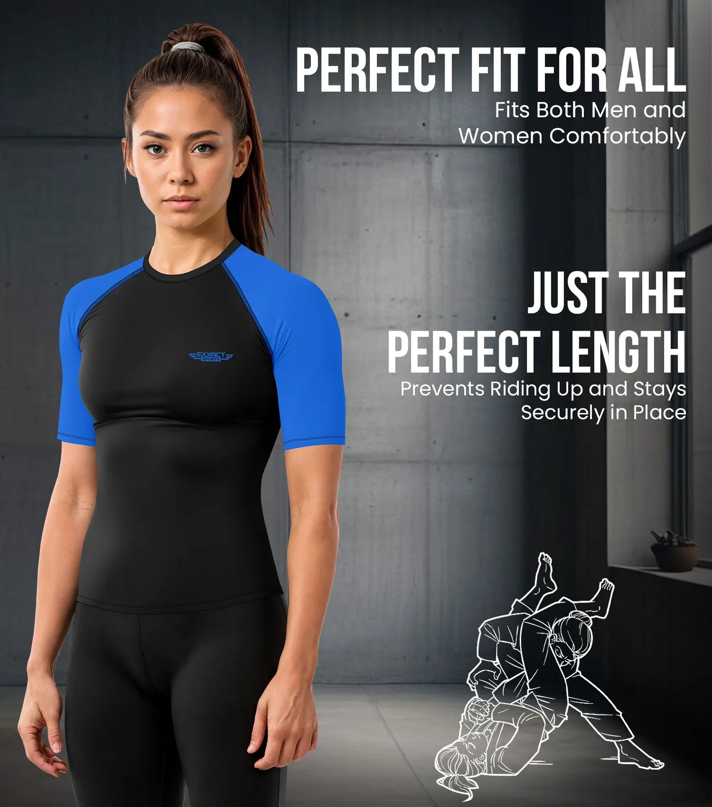 Men's Royal Blue BJJ Rash Guard Short Sleeve