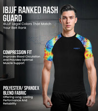 Men's Tie Dye BJJ Rash Guard Short Sleeve