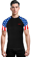 Men's Usa Flag BJJ Rash Guard Short Sleeve