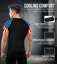 Men's Usa Flag BJJ Rash Guard Short Sleeve