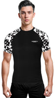 Men's Black & White Camo BJJ Rash Guard Short Sleeve