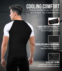 Men's White BJJ Rash Guard Short Sleeve