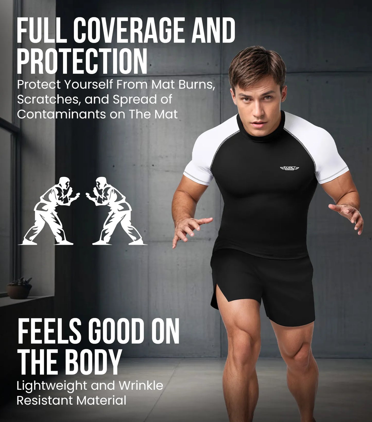 Men's White BJJ Rash Guard Short Sleeve