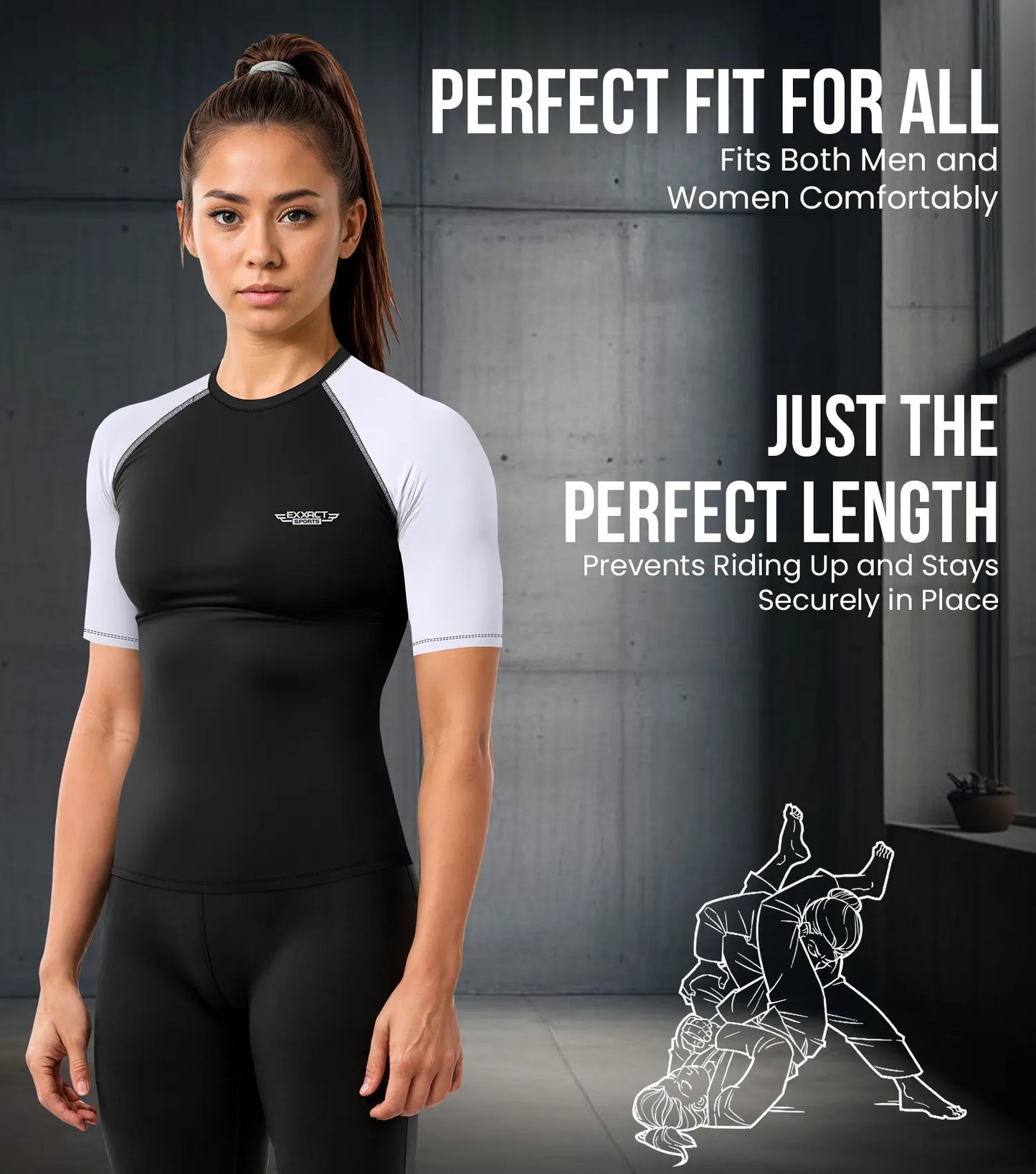 Men's White BJJ Rash Guard Short Sleeve