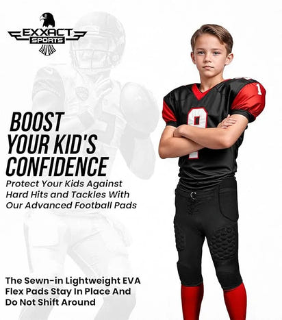 Rebel Boys Integrated Football Pants with Built-in Pads Black (Youth)