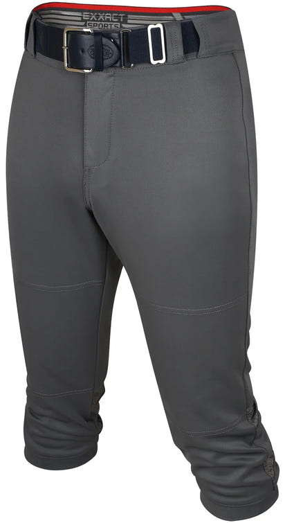 Softball Pants for Women with Snap and Zipper, Elastic Bottom, and Mesh Panels (Dark Gray)