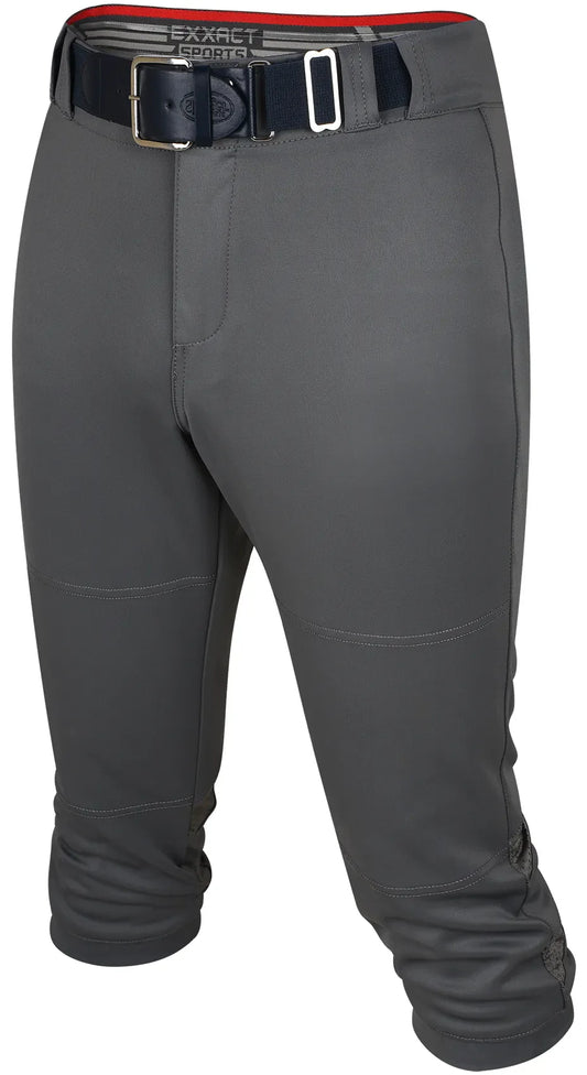 Softball Pants for Women with Snap and Zipper, Elastic Bottom, and Mesh Panels (Dark Gray)