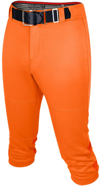 Softball Pants for Women with Snap and Zipper, Elastic Bottom, and Mesh Panels (Orange)