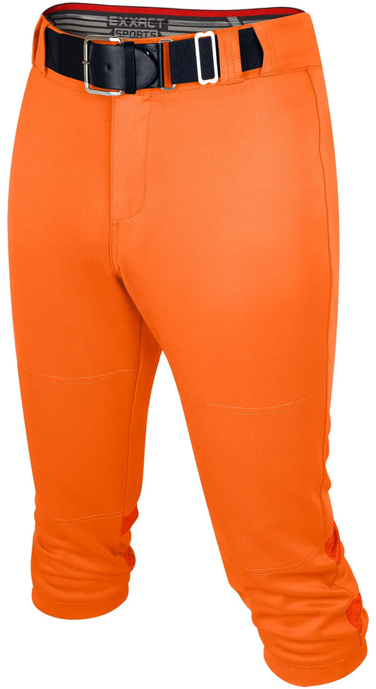 Softball Pants for Women with Snap and Zipper, Elastic Bottom, and Mesh Panels (Orange)