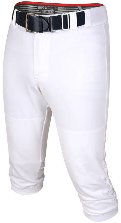 Softball Pants for Women with Snap and Zipper, Elastic Bottom, and Mesh Panels (White)